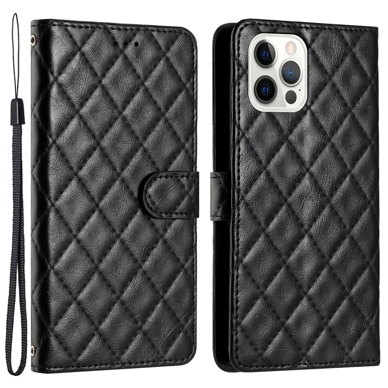 For iPhone 12/12 Pro PU Leather Phone Cover Wallet Stand Stitching Line Rhombus Texture Phone Case For iPhone 12/12 Pro PU Leather Phone Cover Wallet Stand Stitching Line Rhombus Texture Phone Case